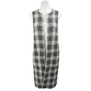 BCBGeneration Plaid Sleeveless Midi Long Duster Blazer Cardigan Coat Jacket Sz S